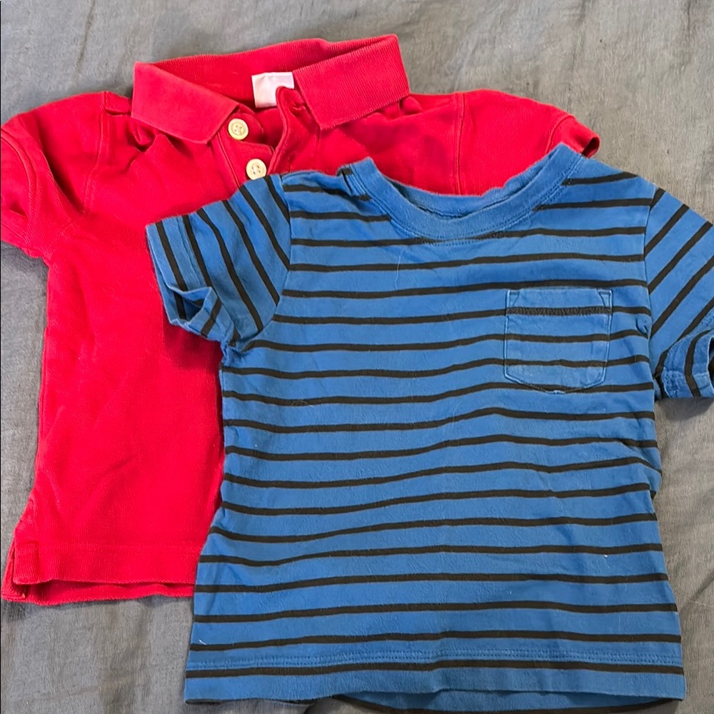 2T Hanna Andersson Blue Striped and Red Polo bundle